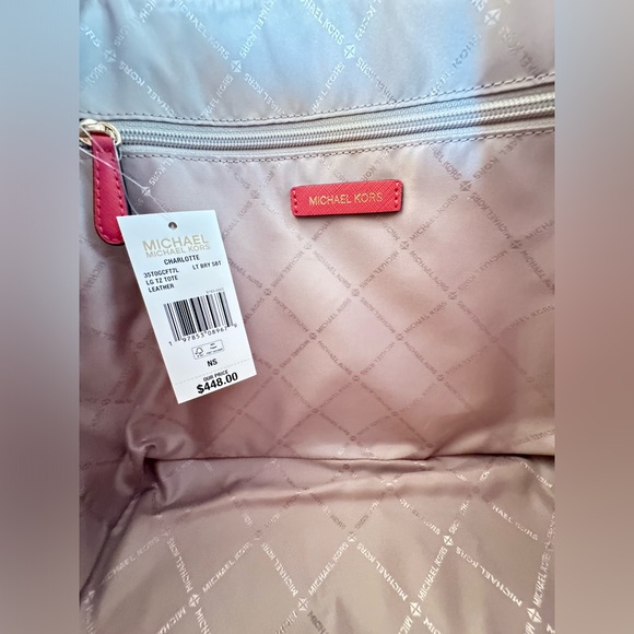 Michael Kors Charlotte Large Shoulder tote Bag Light Berry - Picture 6 of 12